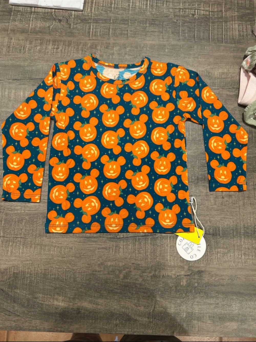 Kids Bamboo Long-Sleeve Mickey Pumpkin Print Top